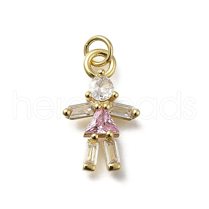 Brass Micro Pave Cubic Zirconia Pendants KK-C090-28G-1