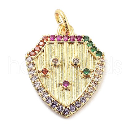 Rack Plating Brass Micro Pave Cubic Zirconia Pendants KK-Z071-78G-1
