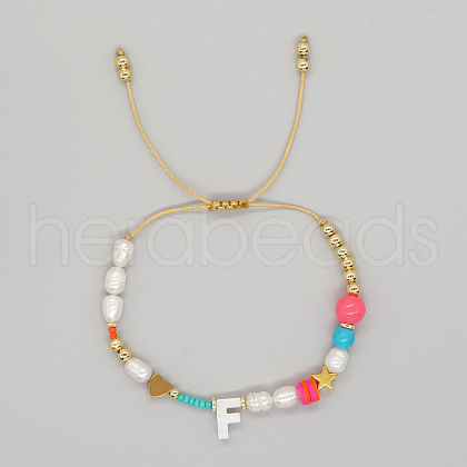 Bohemian Style Shell Letter Bead Braided Bead Bracelets for Women WG07C1E-06-1