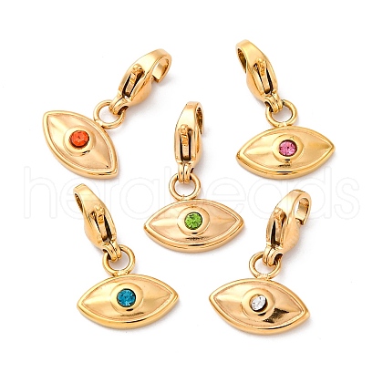 Eye 304 Stainless Steel Rhinestone Pendant Decorations STAS-I331-24G-1