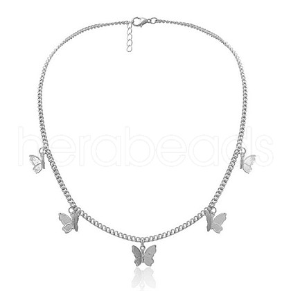 1pc Alloy Butterfly Pendant Necklaces for Women WG64711-05-1