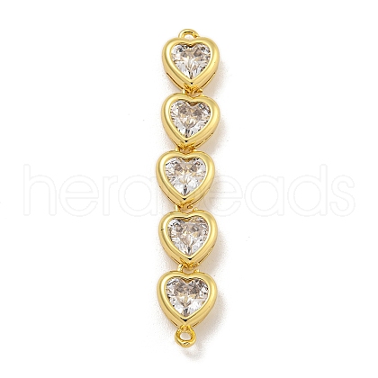 Rack Plating Brass Clear Cubic Zirconia Connector Charms KK-C074-19G-02-1