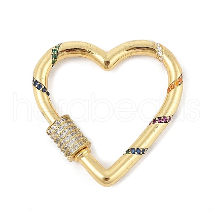 Brass Micro Pave Colorful Cubic Zirconia Keychain Clasps KK-P299-09B-G-1
