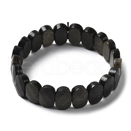 Natural Golden Sheen Obsidian Beaded Stretch Bracelet G-E010-01-05-1