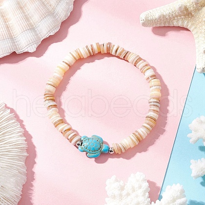 Natural Cultured Freshwater Pearl and Synthetic Turquoise Beads Stretch Bracelets BJEW-JB11876-01-1