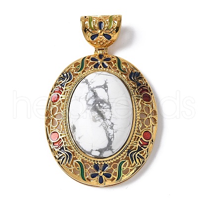 Natural Howlite Oval Pendants KK-K399-18B-02-1