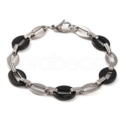 201 Stainless Steel Coffee Bean Chain Bracelets BJEW-B078-67EBP-1
