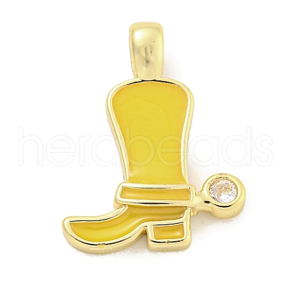 Brass with Cubic Zirconia with Enamel Pendant KK-Q814-22G-03-1