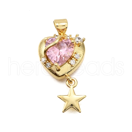 Brass Micro Pave Cubic Zirconia Pendants KK-K401-02D-G-1