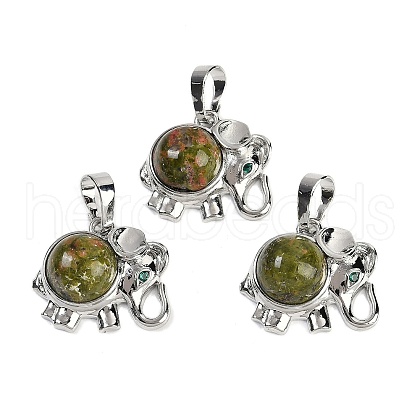 Natural Unakite Pendants G-I374-A-P16-1