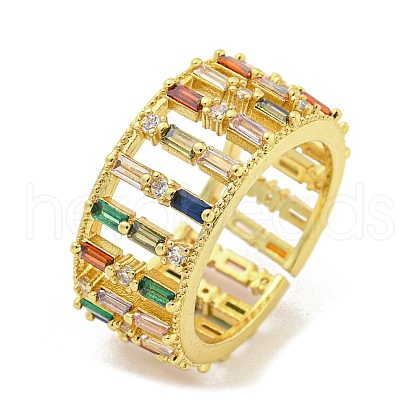 Brass Micro Pave Cubic Zirconia Cuff Rings RJEW-L113-008G-1