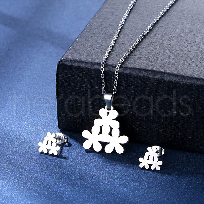 304 Stainless Steel Pendant Necklace & Stud Earring FS-WGC30A7-12-1