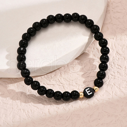 Alloy Resin Round Beaded Stretch Bracelets WG611D6-05-1