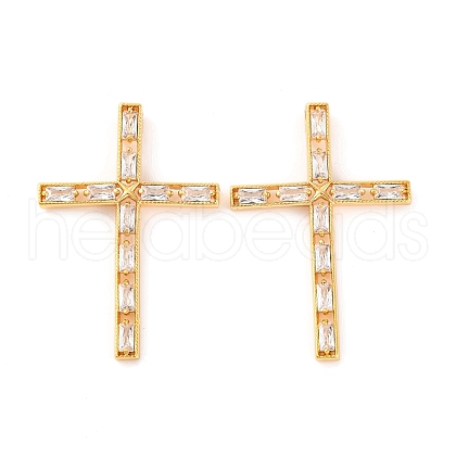 Brass Micro Pave Clear Cubic Zirconia Pendants KK-U017-09A-G-1