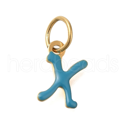 Ion Plating(IP) 304 Stainless Steel Enamel Alphabet Charms STAS-F308-02G-X-1