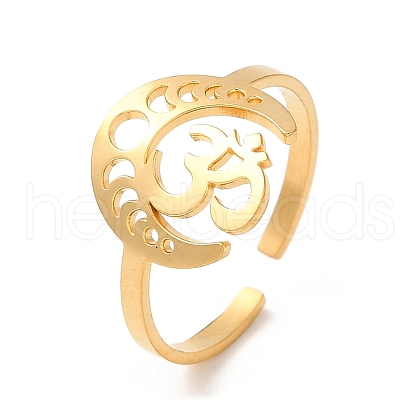 304 Stainless Steel Open Cuff Ring RJEW-K251-05G-1