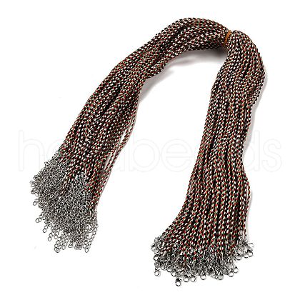 2MM Braided Round Polycotton Cord Necklace Making with Alloy Lobster Claws Clasps and Iron End Chains NJEW-Q031-01E-1