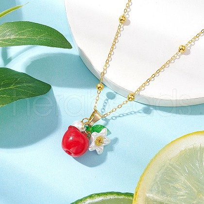 Resin Fruit Pendant Necklaces NJEW-JN05204-04-1