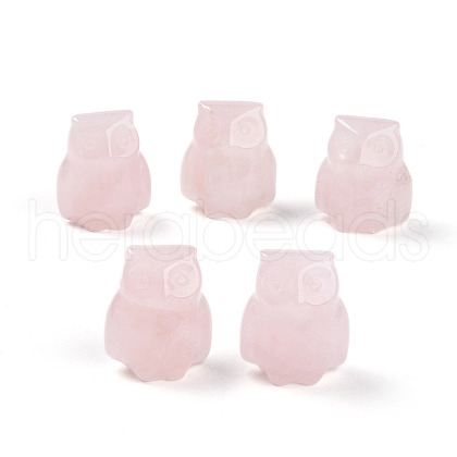 Natural Rose Quartz Owl Display Decorations G-N345-04B-1