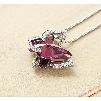 Butterfly Brass Pave Glass Birth Stone Pendant Necklaces FS-WG3BB0A-09-1