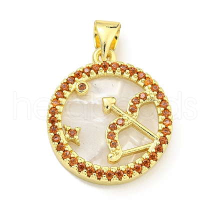 Brass Micro Pave Clear Cubic Zirconia Pendants KK-K354-04G-02-1