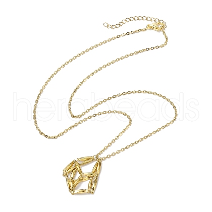 Crystal Stone Cage Pendant Necklaces NJEW-JN04760-02-1