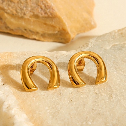 304 Stainless Steel Arch Stud Earrings EJEW-C143-01G-1