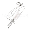 304 Stainless Steel & ABS Imitation Pearl Beaded Bowknot Pendant Necklaces NJEW-R026-27P-4