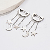 Stainless Steel Star with Moon Tassel Hoop Earrings CV1513-2-3