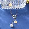 304 Stainless Steel Crystal Rhinestone Round Disc Pendant Necklaces NJEW-A045-03G-4