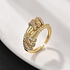 Brass Micro Pave Clear Cubic Zirconia Cuff Rings for Women RJEW-S622-08G-2
