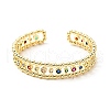 Colorful Cubic Zirconia Flat Round Open Cuff Bangle BJEW-J165-03G-2