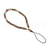 Natural & Green Aventurine & Carnelian & Wood Round Beaded Phone Hand Strap Chains HJEW-JM03364-03-4