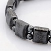 Synthetic Magnetic Hematite Square and Round Beads Stretch Bracelets for Valentine's Day Gift BJEW-M066-13-2