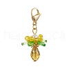 Glass & Acrylic & Shell Pearl Flower Pendant Decorations HJEW-MZ00209-06-2