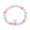 5Pcs Kids Round Acrylic Beaded Stretch Bracelet & ABS Plastic Imitation Pearl Round Beads Stretch Bracelet Sets BJEW-JB11558-3
