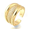 Brass Micro Pave Cubic Zirconia Adjustable Open Cuff Rings for Women RJEW-K292-03G-4