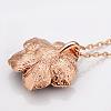 Classic Real Rose Gold Plated Eco-Friendly Tin Alloy Czech Rhinestone Flower Pendant Necklaces NJEW-BB13783-RG-3