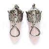 Natural Rose Quartz Faceted Pointed Bullet Big Pendants G-Q165-02AS-03-1