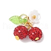 Handmade Polymer Clay Rhinestone Cherry Pendants PALLOY-JF03868-04-1