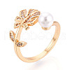 Brass Micro Pave Clear Cubic Zirconia Cuff Ring Settings KK-T076-12G-6
