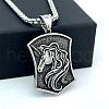 Greek Stainless Steel Unicorn Shield Pendant Men's Necklaces WQ1384-1