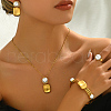 Rectangle Stainless Steel & Imitation Pearl
Bangle & Earrings & Necklaces & Rings Sets for Women ZY1458-4