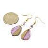Transparent Resin & Walnut Wood Teardrop Pendant Dangle Earrings EJEW-JE05490-2