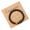 12 Constellations Frosted Synthetic Black Agate Round Beaded Strertch Bracelets for Men Women WG62DB1-10-1