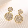 Brass Micro Pave Clear Cubic Zirconia Dangle Stud Earrings EJEW-M097-01B-G-1