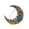 Moon Zinc Alloy Rhinestone Brooches PW-WGA4F50-01-1