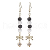 Round Natural Lava Rock & Selenite Dangle Earring EJEW-JE05888-1