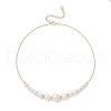 Round White Shell Pearl Graduated Beaded Necklaces for Women NJEW-JN05305-4