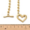 304 Stainless Steel OT Heart Pendant Ball Chain Necklaces for Women NJEW-C088-05G-3